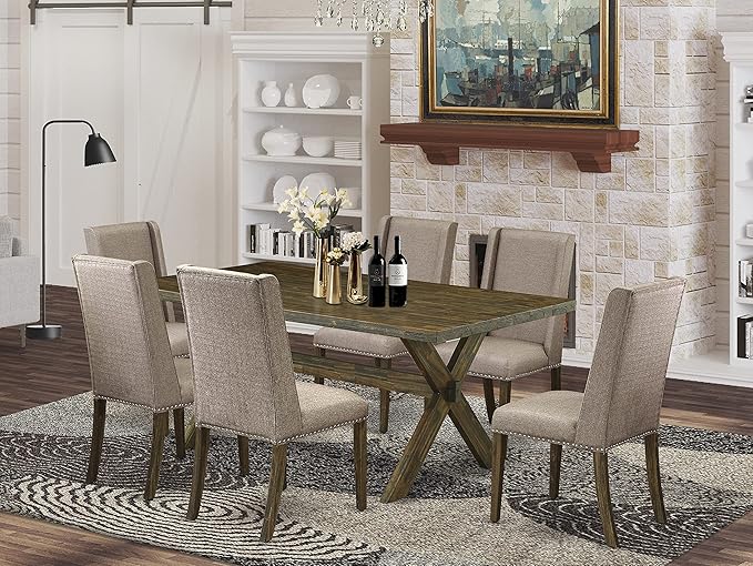 East West Furniture X777FL716-7 7 Piece Dining Room Table Set Consist of a by EastWestFurniture