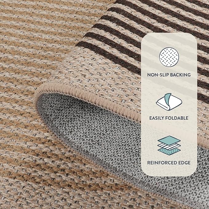 Lahome Modern Rainbow Easy Jute Rug, 2x6 Kitchen Runner Washable Rug Runners - Image 3