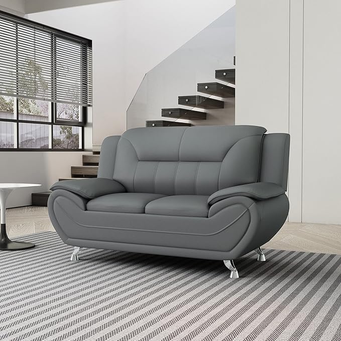 Container Furniture Direct Michael Modern Faux Leather Upholstered Stainless - Image 9
