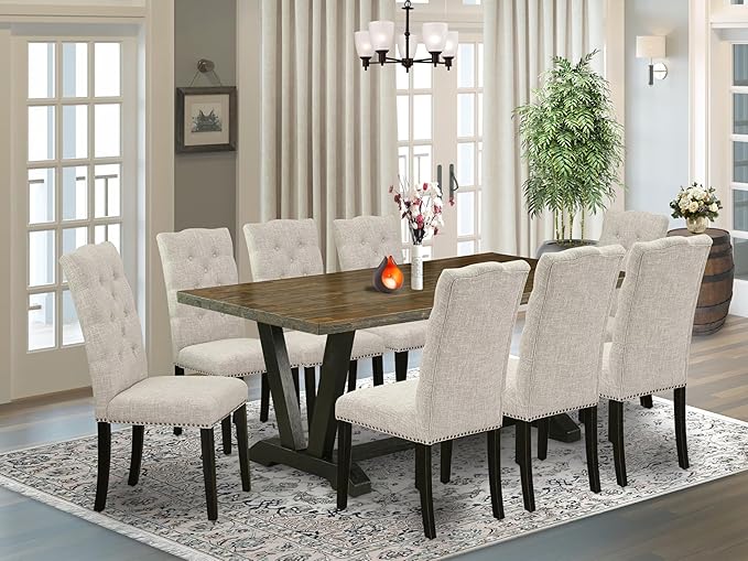 East West Furniture V677EL635-9 9 Piece Kitchen Table Set Includes a Rectangle - Image 2