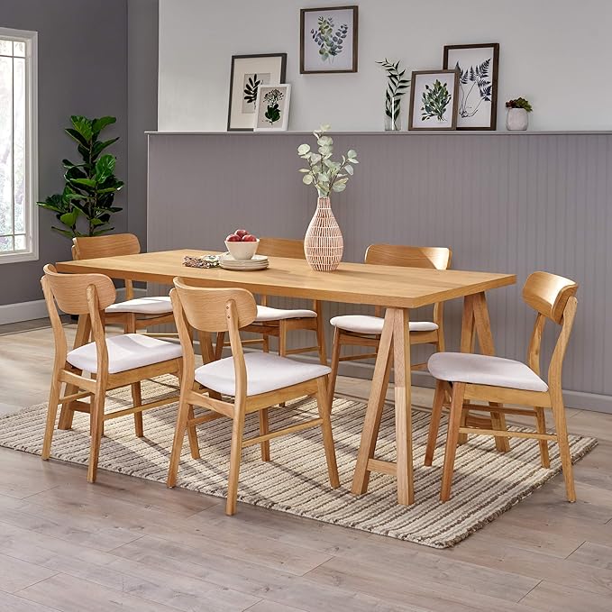 Christopher Knight Home Anthony Mid-Century Modern 7 Piece Dining Set, Light - Image 2