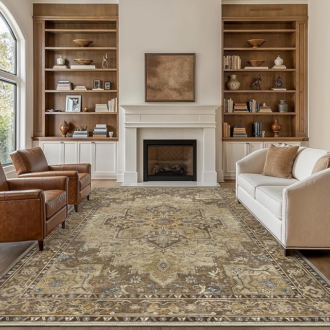 GENIMO 10x14 Area Rugs for Living Room, Machine Washable Non Slip Vintage Rugs by GENIMO