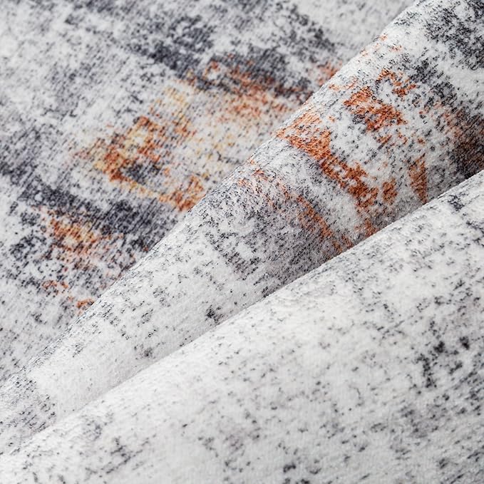 8x10 Washable Area Rug Grey Rust Modern Neutral Abstract Living Room Bedroom - Image 9