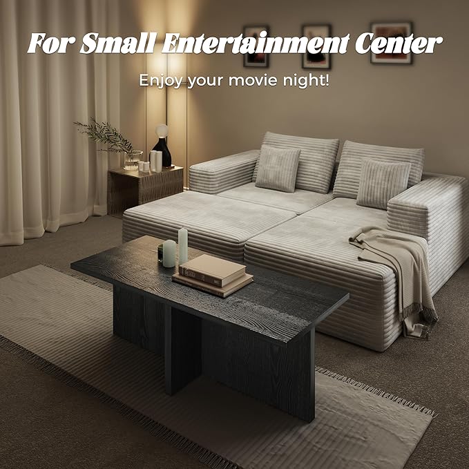 Luoxiao Rectangle Coffee Table for Living Room 47 inch Wood Modern Center - Image 7