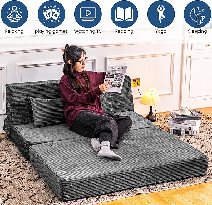 Folding Sofa Bed, Convertible Sleeper Chair - Image 6
