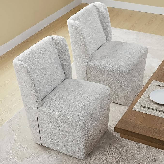 Dining Chairs with Casters Require Assembly Upholstered Wingback Single Sofa - Image 2