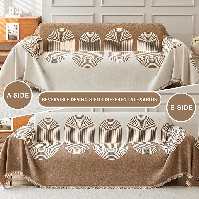 STACYPIK Modern Beige Geometric Couch Cover - Image 3