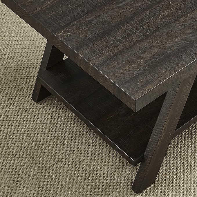 Roundhill Furniture Athens Contemporary Wood Shelf Side Table, Weathered - Image 4