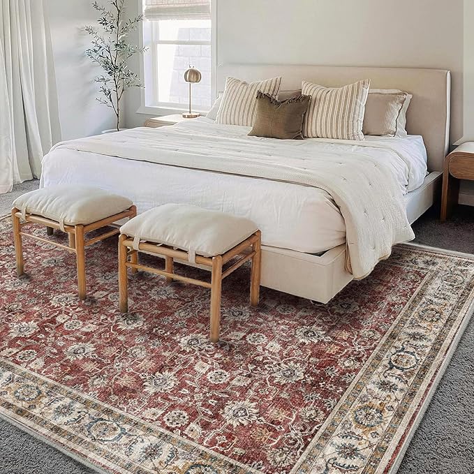 Washable Area Rug 10'x14' Boho Design Non-Shedding Easy Care Ideal - Image 2