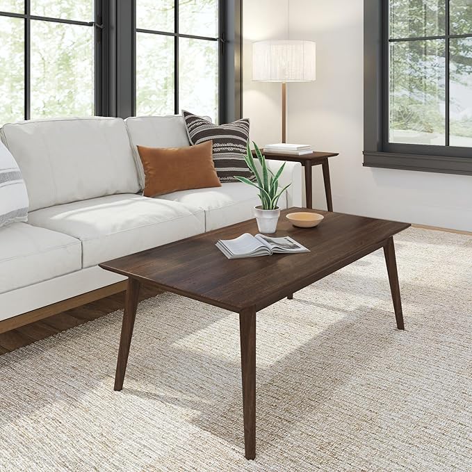 Plank+Beam 48 Inch Mid Century Modern Coffee Table, Wood Coffee Tables by PlankBeam