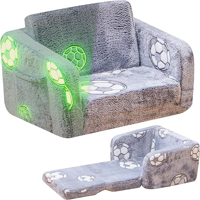 Lamerge 2-in-1 Soft Toddler Couch Fold Out, Foldable Toddler Chair, Glow in The by LAMERGE-GROWWITHLOVE