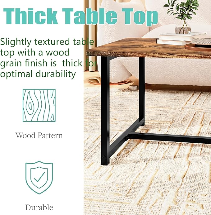Coffee Table Living Room, Modern Center Table Rectangular, Industrial Furniture - Image 4