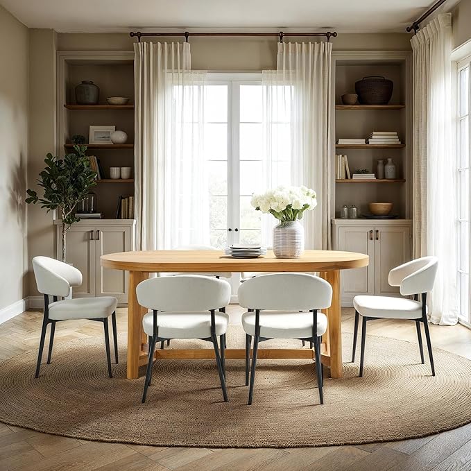 Walker Edison Modern Farmhouse Rustic Solid Oak Wood Oval Dining Table by WalkerEdison