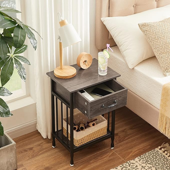 VECELO Nightstands Set of 2, Industrial Side Table/End Tables - Image 8