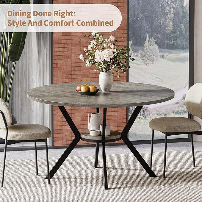Round Dinner Table for 4, 42 Inch Kitchen & Dining Room Table - Image 8