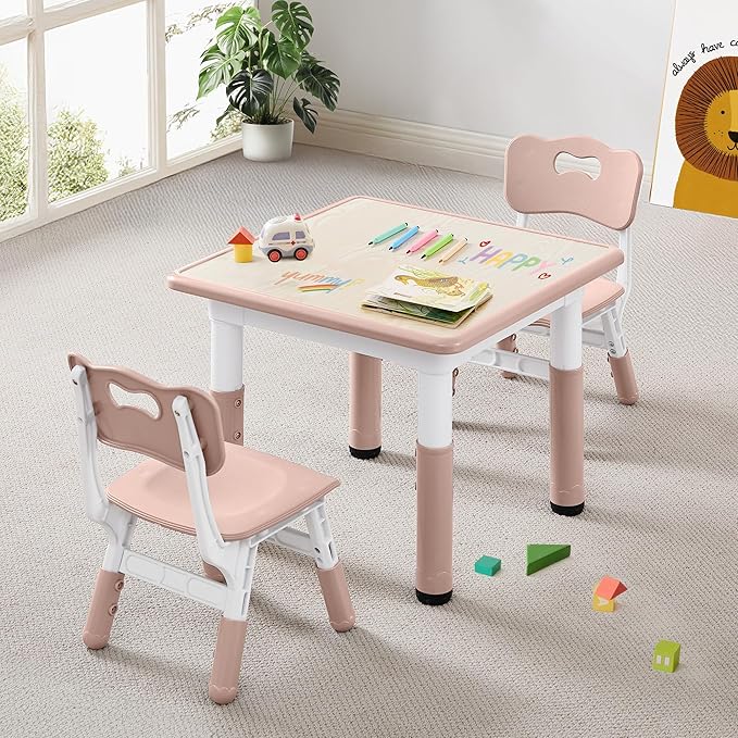 Kids Table & Chairs Set Height Adjustable by CuFun