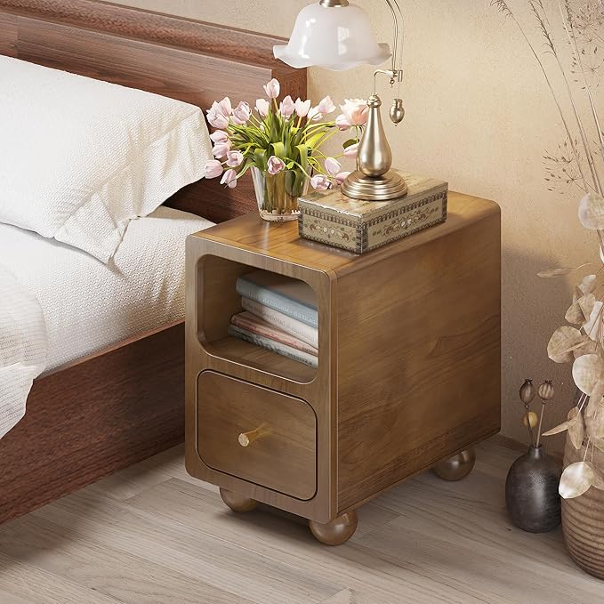 Solid Wood Nightstand, Narrow Night Stand - Image 8