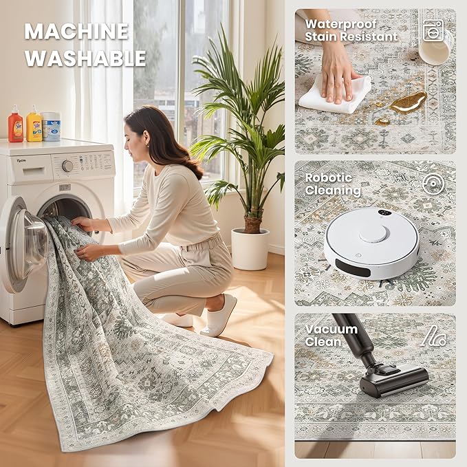 zesthome 8x10 Area Rugs for Living Room, Non-Slip Backing Washable Rugs - Image 4