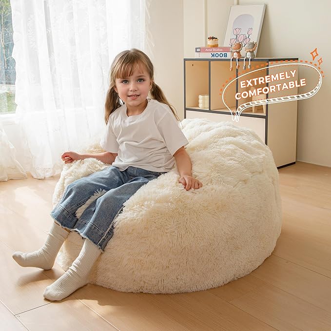 MAXYOYO Kids Bean Bag Chair, Stuffed Faux Fur Bean Bag - Image 3