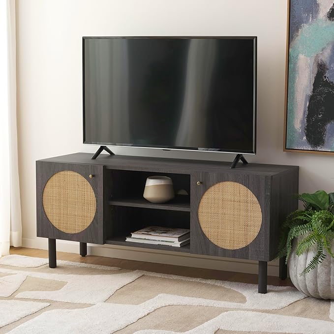 SAFAVIEH Home Collection Ophelia Distressed Black 2-Door 2-Shelf Entertainment by SAFAVIEH