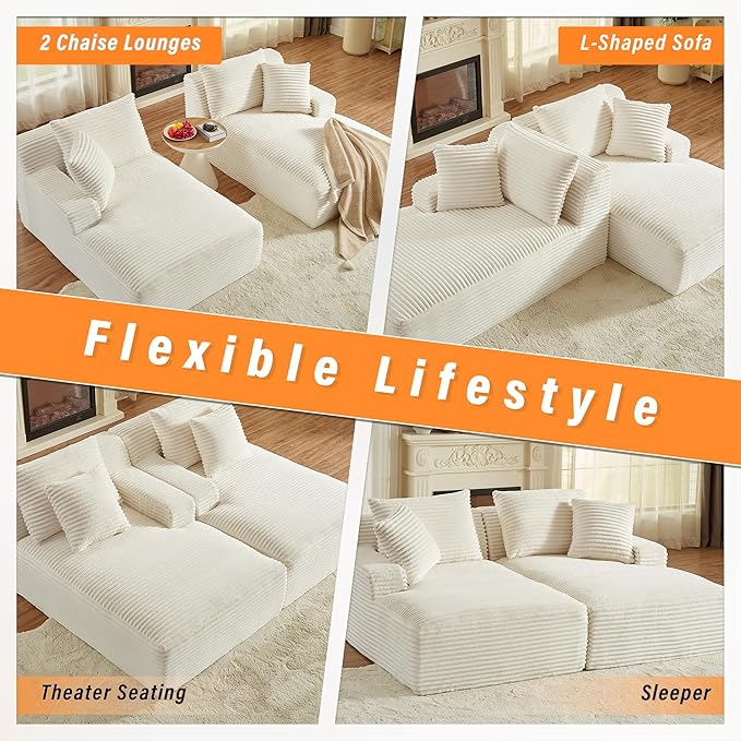ERYE 79" Oversized Double Chaise Lounge Indoor Sleeper Recliner Sofabed - Image 5