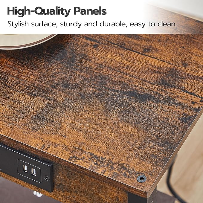 HOOBRO Side Table with Charging Station, End Table with USB Ports and Outlet - Image 7