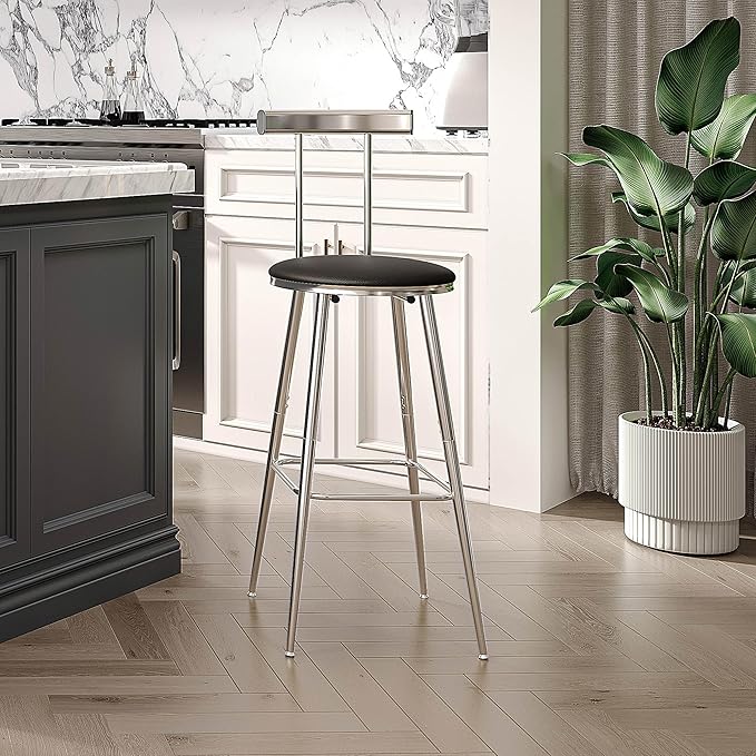 Bar Stools, Bar Chairs with Backrest and Footrest, Industrial Counter Stools - Image 5