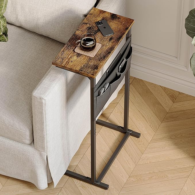 C Shaped End Table, Side Table for Sofa, Small TV Tray, Couch Table - Image 9