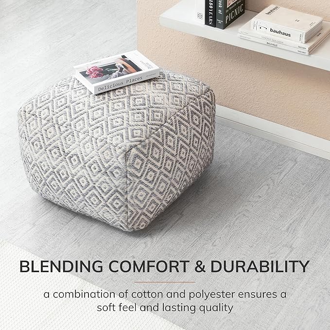Anji Mountain 22"x22"x16" Handmade & Handcrafted Ottoman Pouf Comfortable Pouf - Image 5