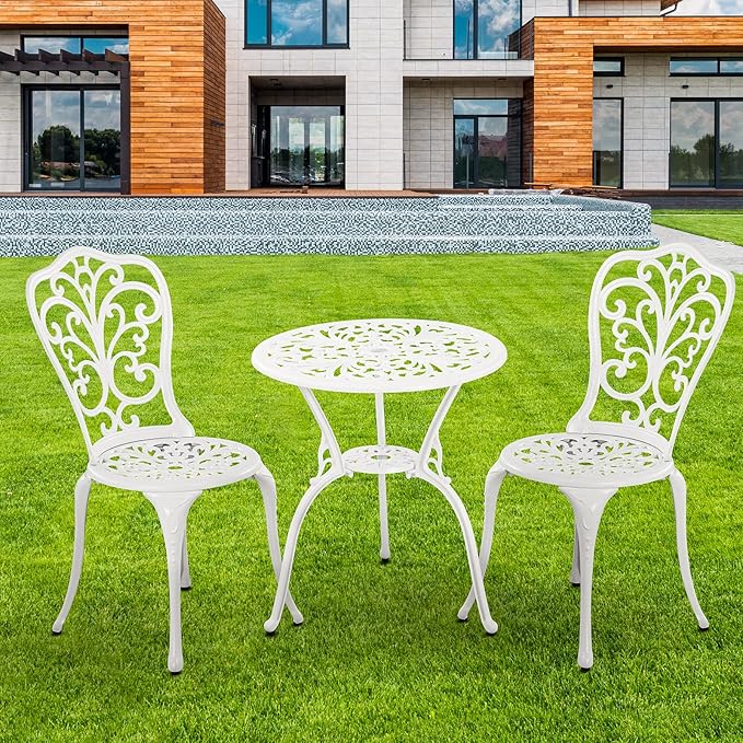 Bistro Set 3 Piece Outdoor Cast Aluminum Patio Bistro Set - Image 8