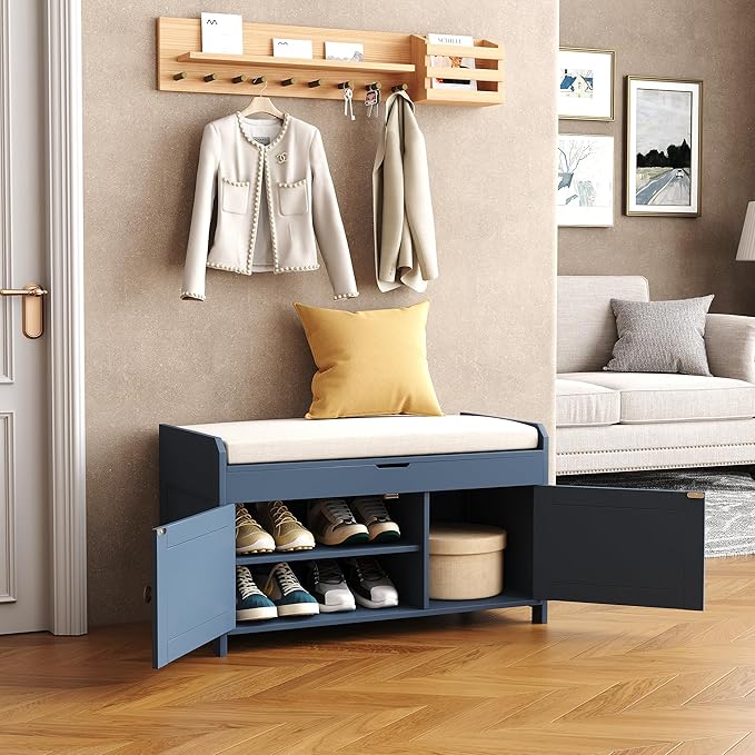 HOMEFORT 30" Shoe Bench with Lift Top Storage, Entryway Bench with Cushioned - Image 2