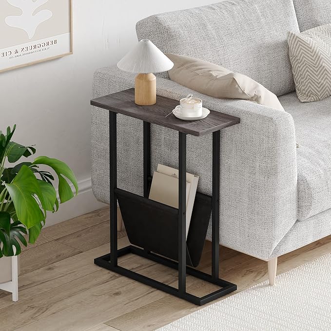 Yusong Small Narrow Side Table for Small Spaces, 17.7" W Slim End Table - Image 2