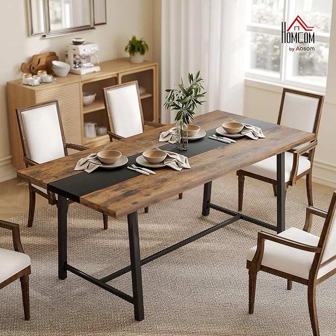 HOMCOM Industrial Dining Table for 8 People, 70.9" Long Rectangular Kitchen - Image 3