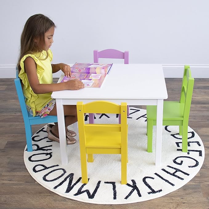 Humble Crew Kids Wooden Table and 4 Chairs Set, and Snack Time - Image 6