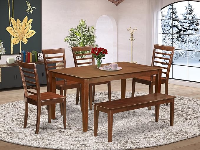 East West Furniture CAML6C-MAH-W 6 Piece Modern Dining Table Set Contains a - Image 2