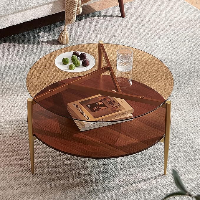 Round Coffee Table, Mid-Century Modern Design, D30*H17 inch, by PineFlicker