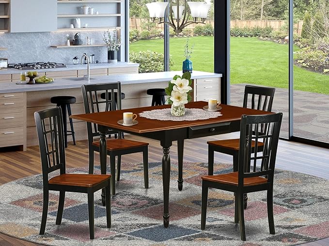 East West Furniture MZNI5-BCH-W 5 Piece Kitchen Table Set - Image 2