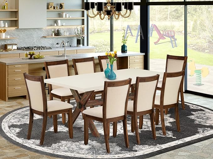 East West Furniture X727MZN32-9 9 Piece Dining Room Furniture Set Includes a - Image 2