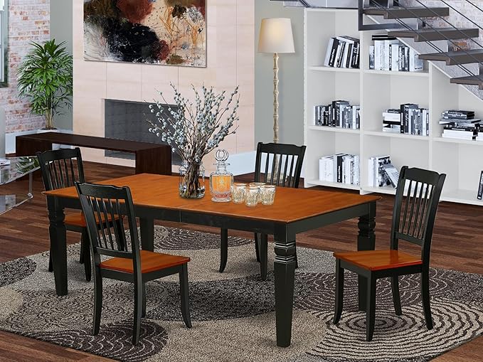 East West Furniture LGDA5-BCH-W 5 Piece Modern Dining Table Set Includes a - Image 2