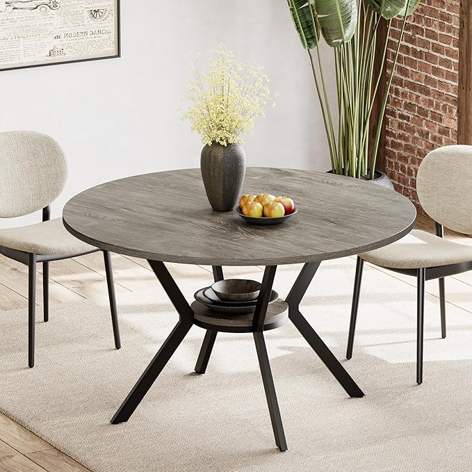 Round Dinner Table for 4, 42 Inch Kitchen & Dining Room Table by MECHYIN