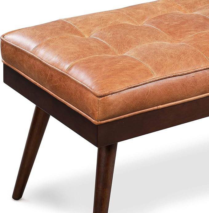 POLY & BARK 55" Tufted Leather Bed Bench - Image 8