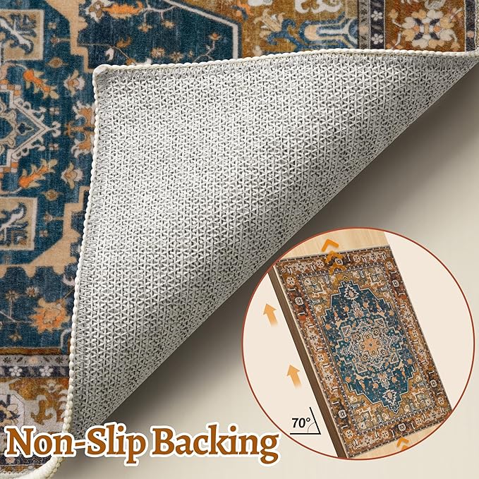 Tangsoo 4x6 Washable Rug Vintage Non Slip Indoor, Distressed Carpet - Image 7