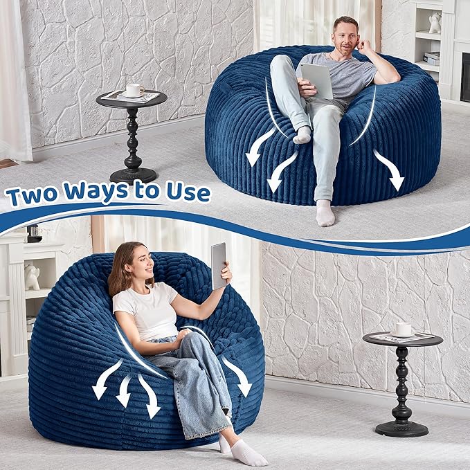 HABUTWAY 3FT Bean Bag Chair, Memory Foam Beanbag Chair - Image 6