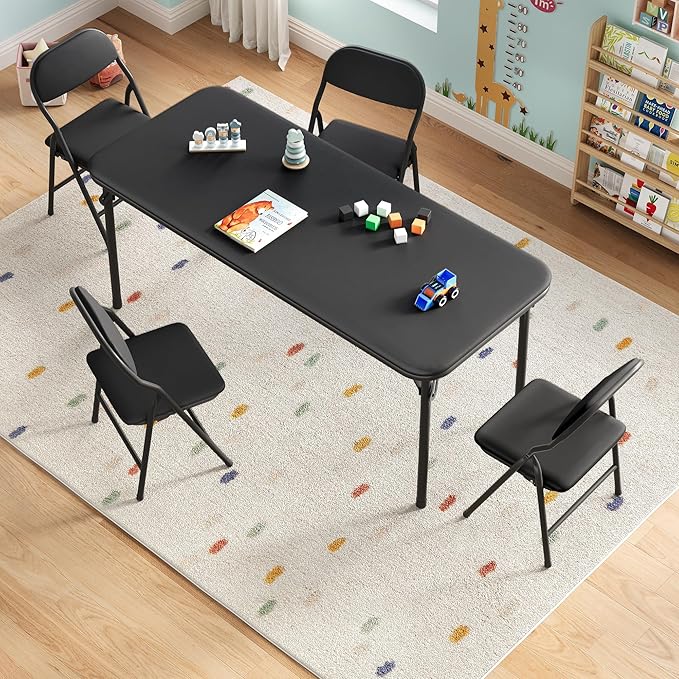 GarveeHome 5-Piece Kids Folding Table and Chairs Set, Toddlers Children's - Image 2