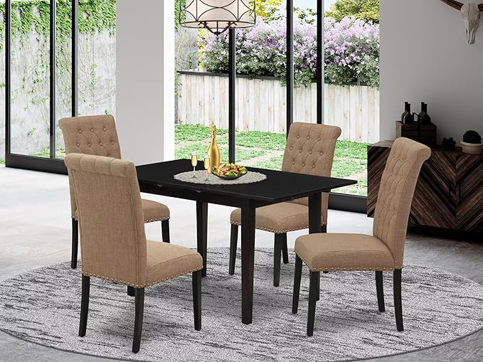 East West Furniture NOBR5-BLK-17 5 Piece Kitchen Set - Image 2