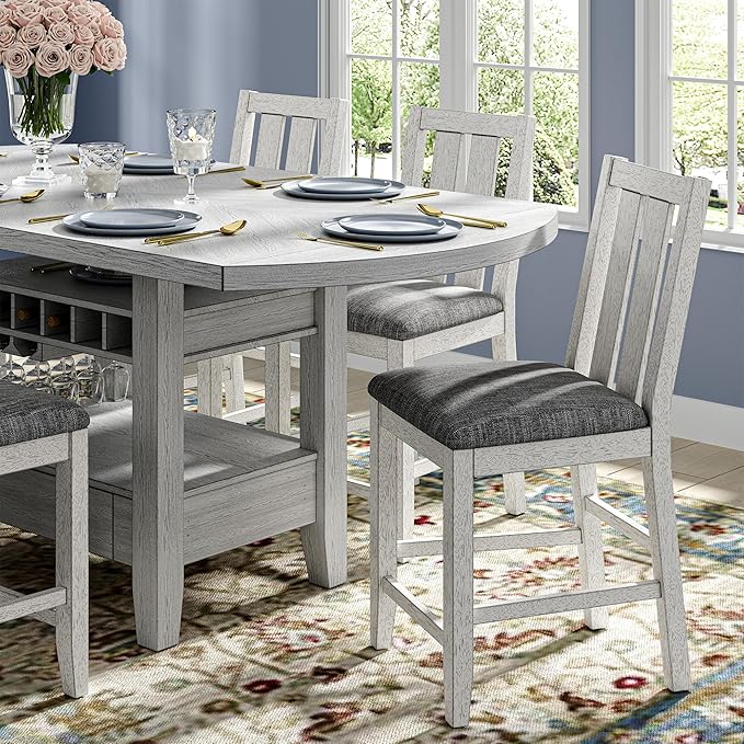 Solid Wood Dining Table Set for 6, Modern Breakfast Dinette Expandable Drop - Image 7