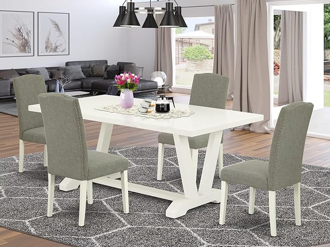 East West Furniture V027EN206-5 5 Piece Kitchen Table & Chairs Set Includes a - Image 2