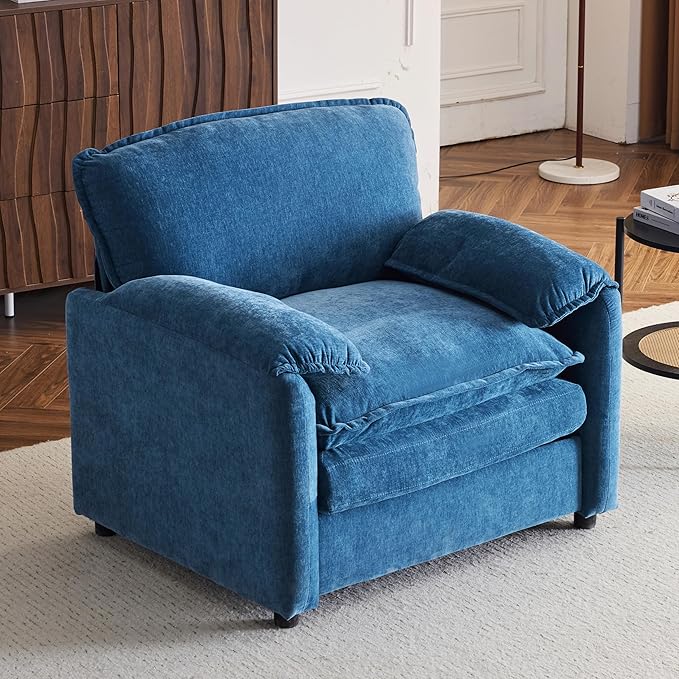 Ball & Cast 38" Oversized Chenille Lounge Chair, Reading Armchair by BallCast