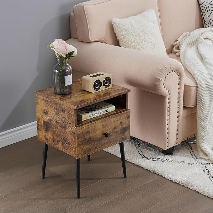 VECELO Modern Nightstands Set of 2, Square End Side Table - Image 6