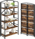 No-Assembly Folding Gold Bookshelf Storage Shelves 5 Tiers Vintage by THKKYHomeOfficeFurniture